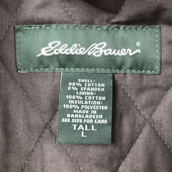 Eddie Bauer Mens Quilted Jacket Brown Tall L - Picture 4 of 4